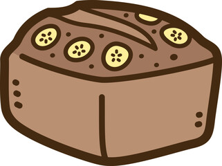 Banana bread vector doodle illustration and graphic