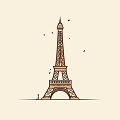 Fototapeta premium Eiffel tower hand-drawn comic illustration. Eiffel tower. Vector doodle style cartoon illustration
