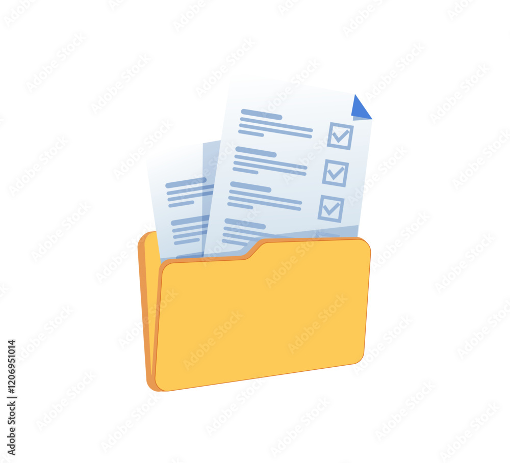 Poster file folder. open binder, directory with business documents. information and data archive storage. s