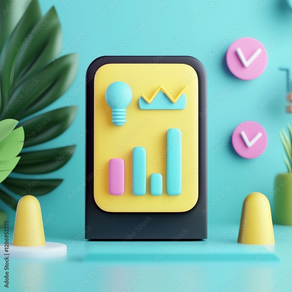 Aufkleber risk management awareness process concept. colorful data visualization with playful elements, showca