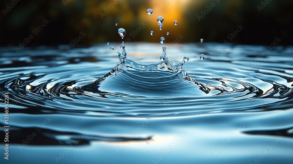 Poster beautiful surface of the water with ripples emanating from several locations.