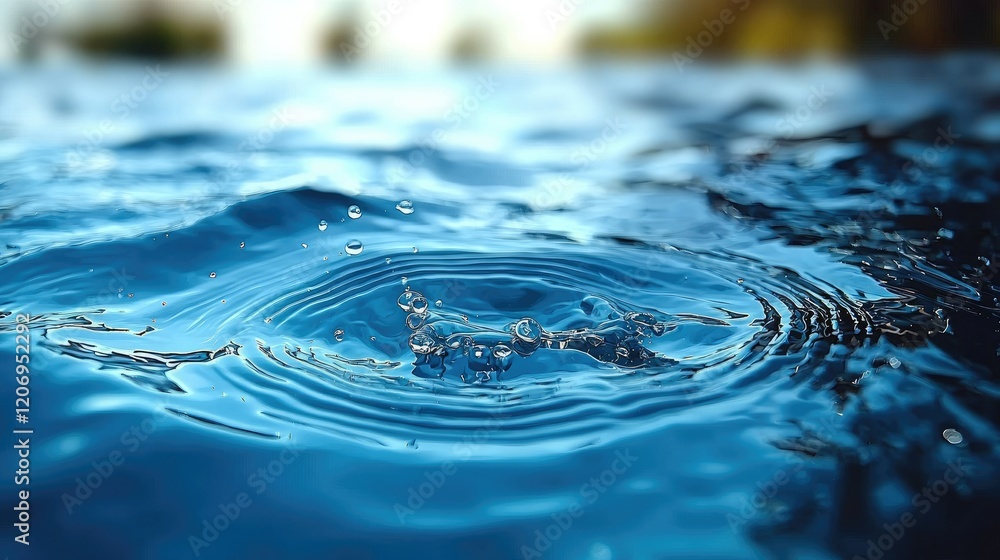 Poster beautiful surface of the water with ripples emanating from several locations.