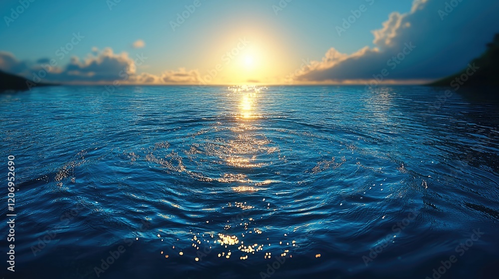 Poster beautiful surface of the water with ripples emanating from several locations.