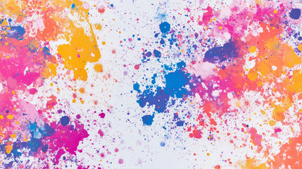 Colorful banner background with abstract pattern of bright colored powder scattered randomly on white canvas, Ai generated images