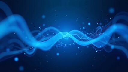 Abstract Blue Wave Light Flow on Dark Background