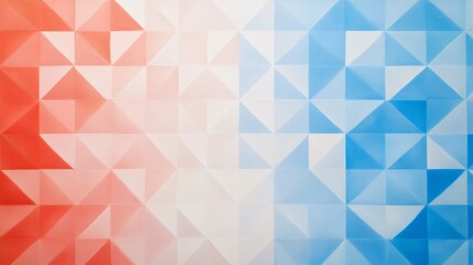 Obraz premium Vivid geometric abstraction, a painting of red, white, and blue triangles in dynamic composition