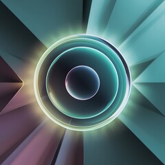 Glossy metal glowing circles geometric background minimal abstract composition vector illustration for wallpaper banner background card book illustration landing page