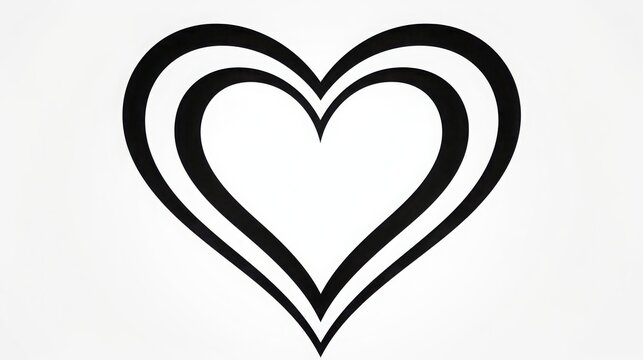 Naklejki Black and White Double Line Heart Outline Graphic