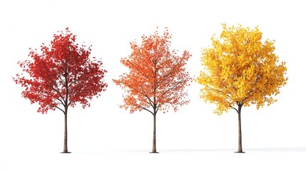 Fototapeta premium Three Trees in Autumn Colors