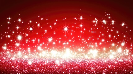 A radiant red background with a shimmering glittery texture and glowing light highlights