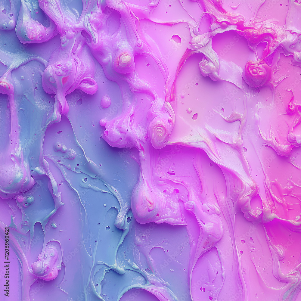 Poster abstract illustration with wavy shapes flowing into each other in soft pink and blue tones
