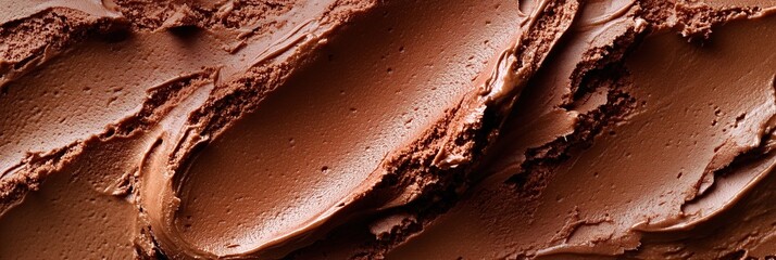 Rich chocolate frosting spread generously on a textured surface for cake decoration. Mocha Mousse trend color 2025