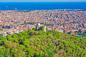 Area Mount Tibidabo, where the Sagrat Cor church is located. Barcelona.