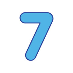 Number 7 icon isolated on a white background. Vector illustration.
