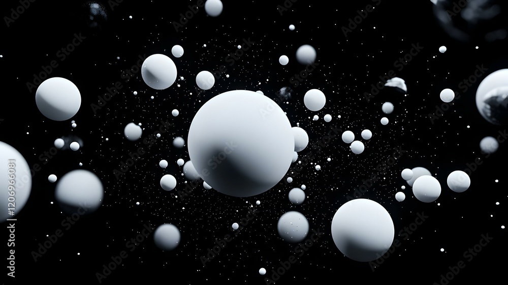 Aufkleber ethereal orbs, a mesmerizing display of glowing orbs in diverse sizes, casting enchanting light and 