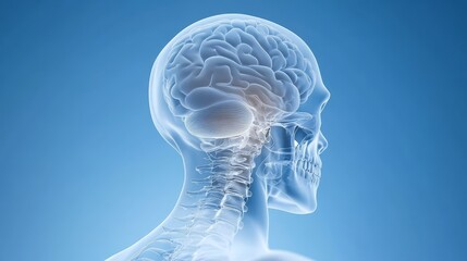 Obraz premium Detailed anatomy of the human head with visible brain structure