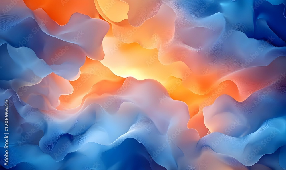 Poster dynamic blue bokeh light pattern, swirling shapes, vibrant hues, creating an ethereal atmosphere, ev