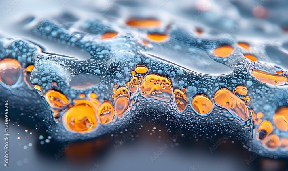 Poster dynamic blue bokeh light pattern, swirling colors create an ethereal ambiance, evoking a sense of mo