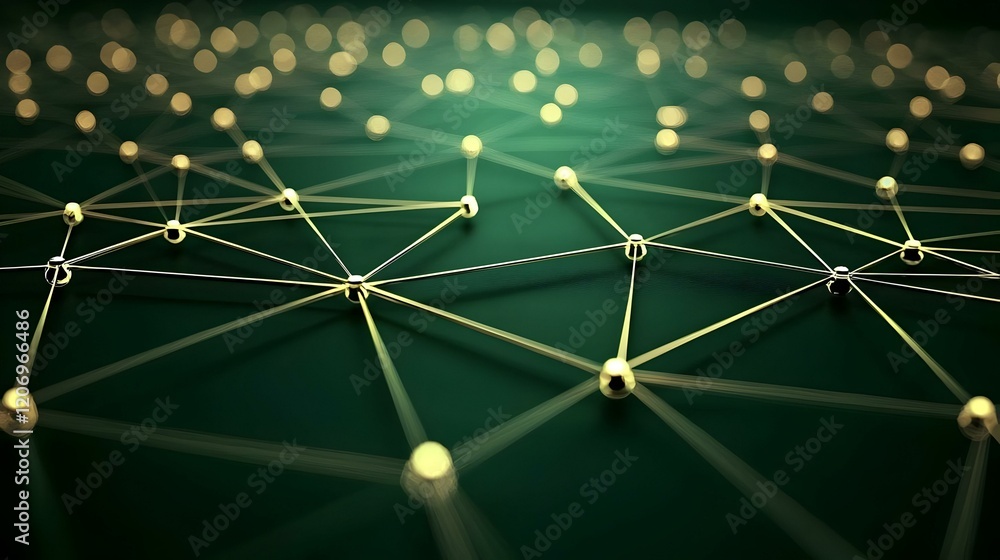 Poster web of luminous links amidst a deep gradient backdrop, showcasing an intricate network that symboliz