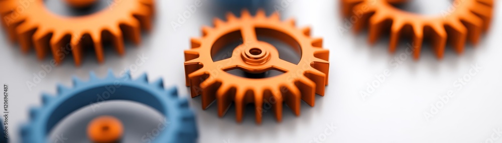 Aufkleber intricate network of interlocking metal gears on a pristine white background interlocking