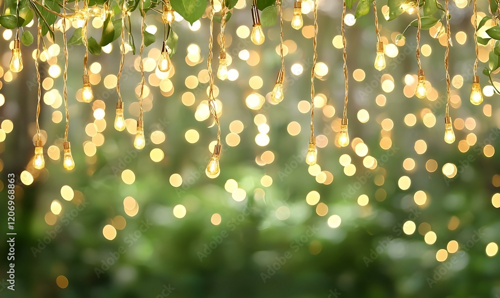 Poster enchanting vertical rows of twinkling fairy lights, a whimsical display illuminating a cozy space wi