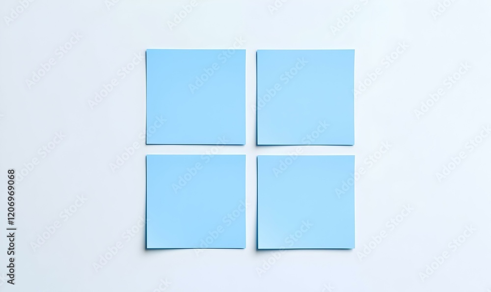 Poster pastel sticky notes arrangement, a vibrant display of four irregularly placed pastel sticky notes cr