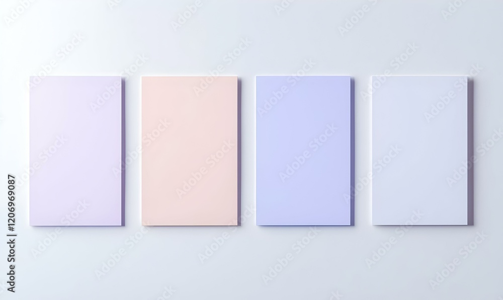 Poster pastel notes mosaic, a vibrant display of four irregularly arranged sticky notes in soft hues, creat