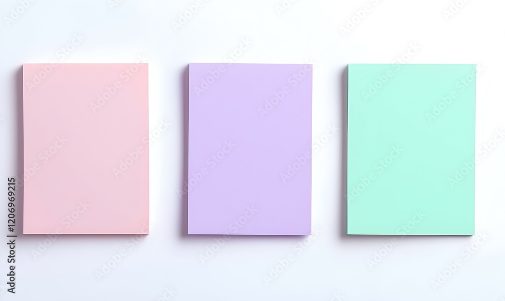 Poster pastel notes mosaic, four colorful sticky notes placed irregularly, creating a vibrant and playful a