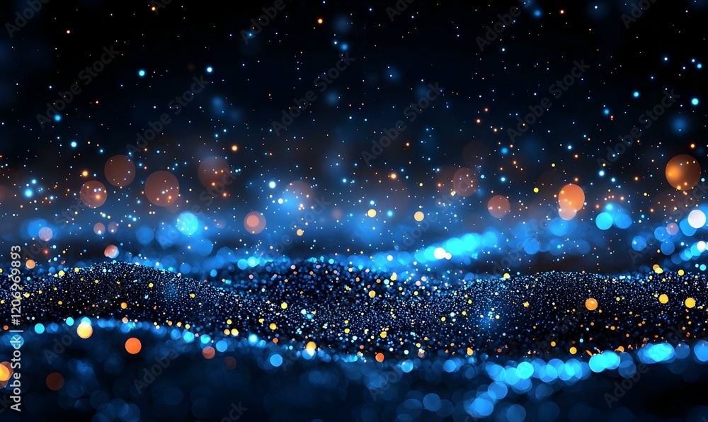 Poster glowing blue circles, a mesmerizing backdrop filled with luminous blue orbs, creating an enchanting 