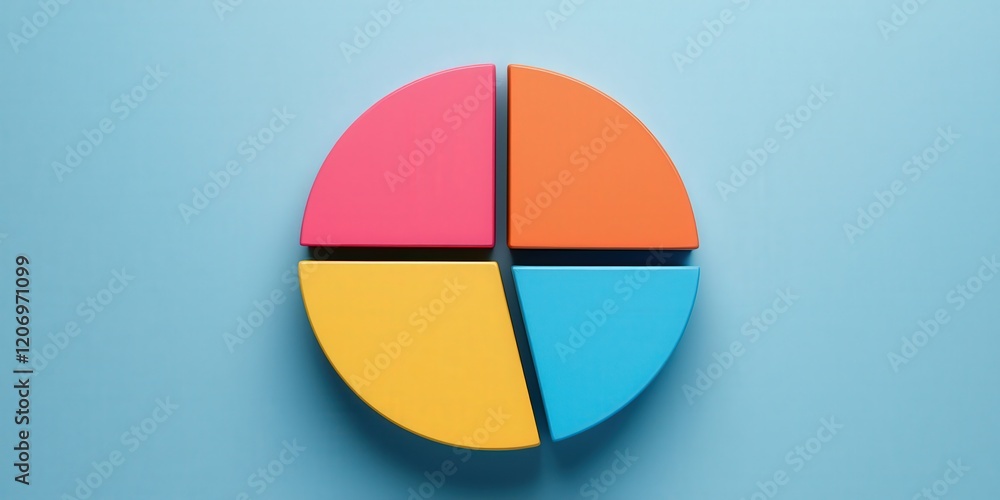 Aufkleber financial planning insurance tools concept. colorful pie chart on a blue background representing dat