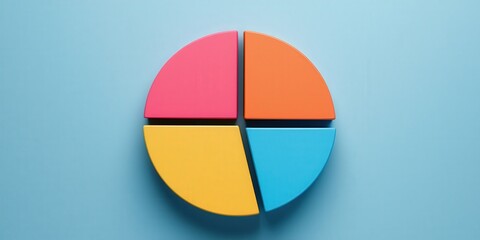 financial planning insurance tools concept. Colorful pie chart on a blue background representing data analysis and visualization concepts.