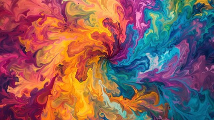 Abstract Swirling Paint Background with Vivid Colors and Fluid Textures
