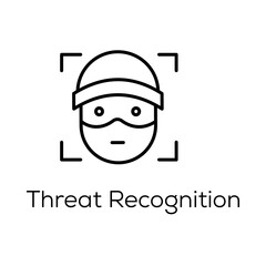 Threat Recognition Icon -Mask Symbolizing Cybercriminal Detection - Editable stroke Vector line icon