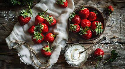 Delicious Strawberries on a Rustic Wooden Table