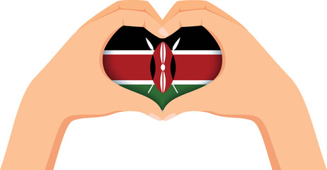 Kenya independence day. Hands forming a heart shape with the flag inside.