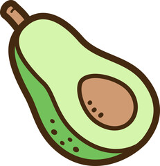Half cut avocado vector doodle illustration and graphic