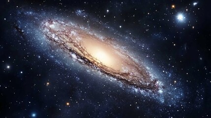 Spiral Galaxy Rotating in Dark Space, Starry Background, Astronomy Wallpaper