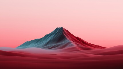 Abstract pink and teal mountain landscape, sunset, digital art, website banner