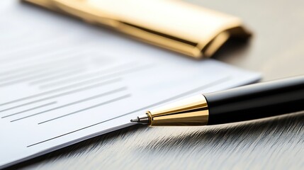 Naklejka premium Elegant pen on document for official signing.