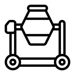 Concrete Mixer Line Icon