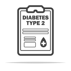 Diabetes type 2 medical clipboard outline icon transparent vector isolated