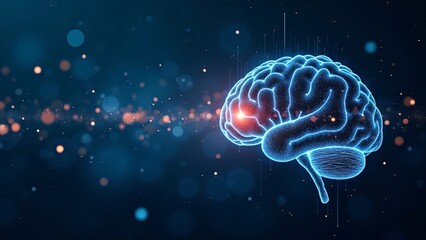 Artificial Intelligence Brain with Data Flow and Digital Light Effects