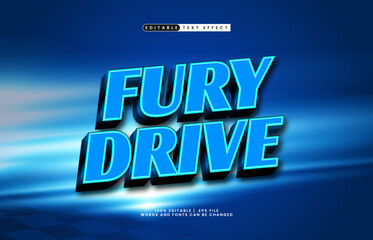 fury drive editable text effect with a race speed and champion theme