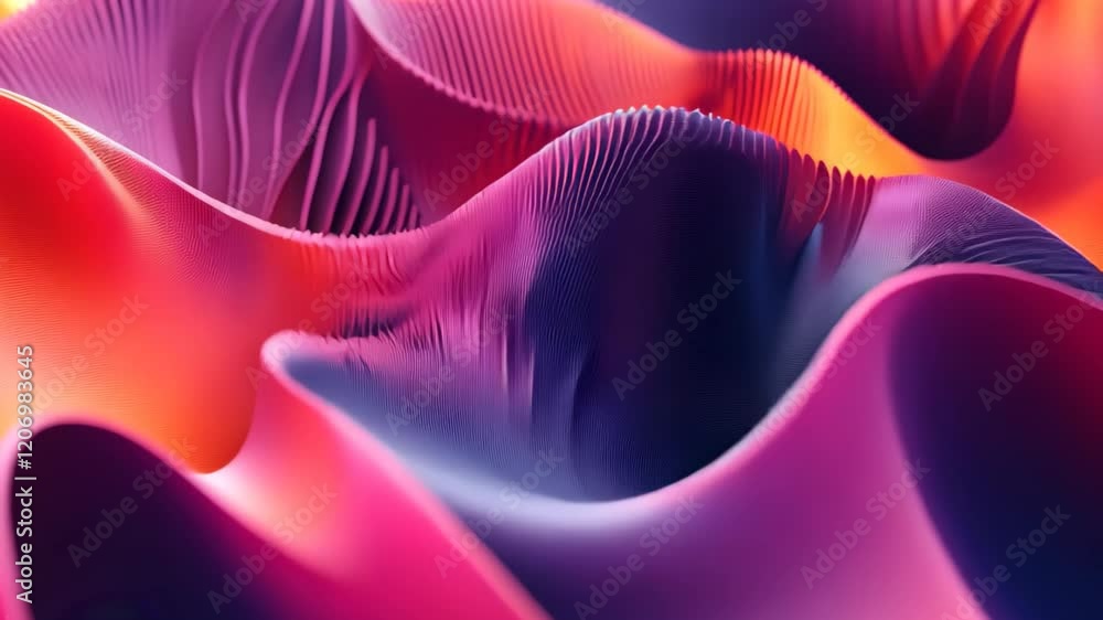 Poster geometric shapes create an abstract wave pattern in vibrant colors and smooth motion, geometric shap