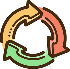 Circle arrow vector doodle illustration and graphic