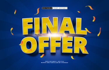 final offer editable text effect with a sale discount and promo theme