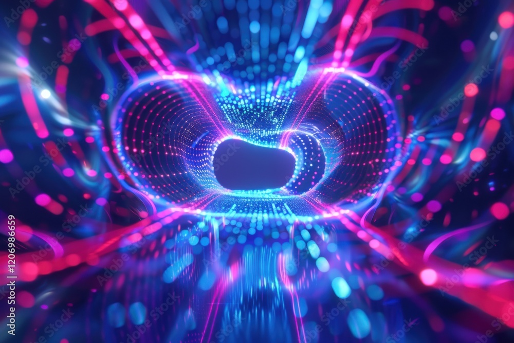 Poster futuristic tech background showcasing glowing neural networks and vibrant hues