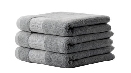 Folded gray towels isolated on transparent background