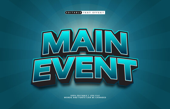 main event editable text effect with show stage and light theme