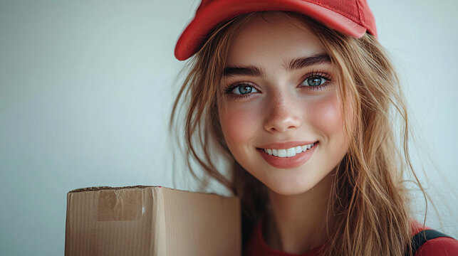 a woman with a box in her hand